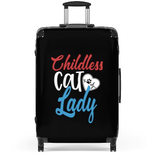 Vintage And Retro Funny Childless Cat Lady Suitcases