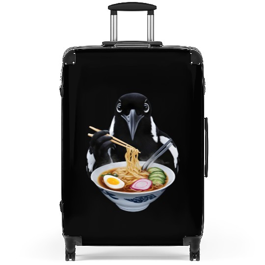 Magpie Eating Ramen Realistic Suitcases