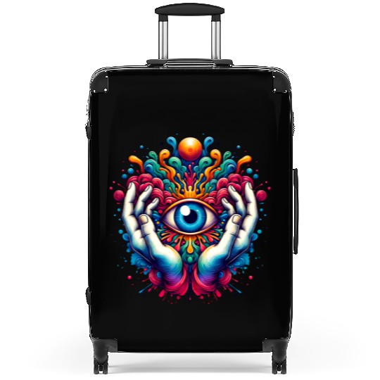 Colorful abstract psychedelic eye design Suitcases