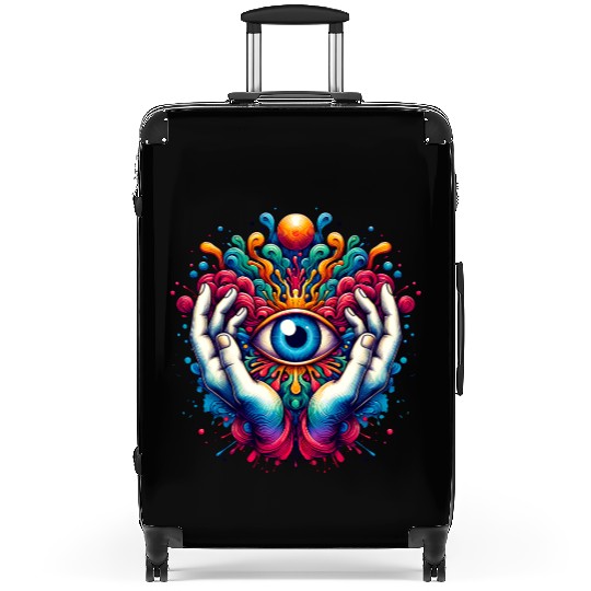 Colorful abstract psychedelic eye design Suitcases