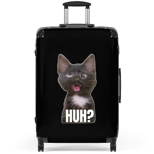Funny Cross Eyed Cat Meme Huh Funny Cat Suitcases