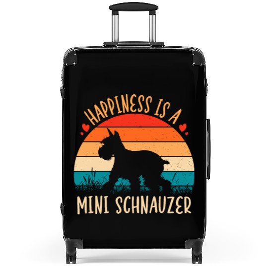 Happiness Is A Mini Schnauzer Retro Vintage Suitcases