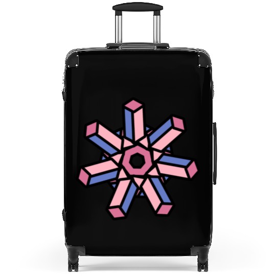 3D Illusion Geometric Gear Suitcases