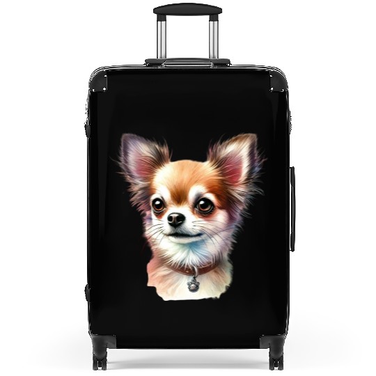 Cute Chihuahua in watercolor, Chihuahua Lover Suitcases