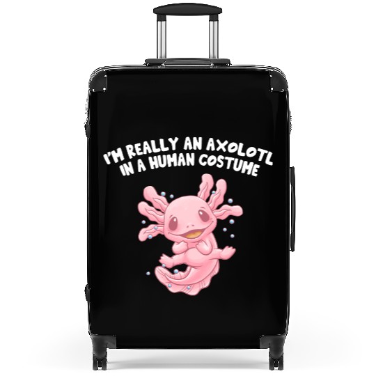 Axolotl in Human Costume Funny Salamander Humor Ax Suitcases