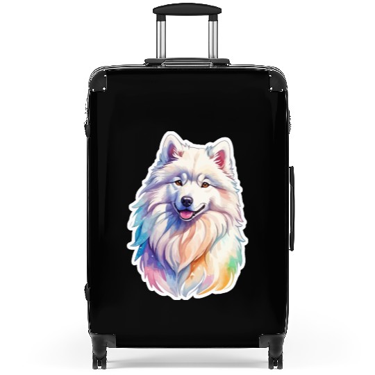 Samoyed Dog Watercolor Suitcases