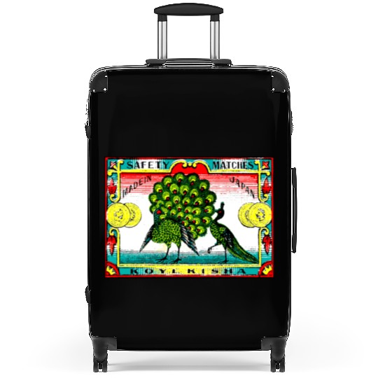 Japanese Safety Matches Matchbox Art Peacocks Suitcases