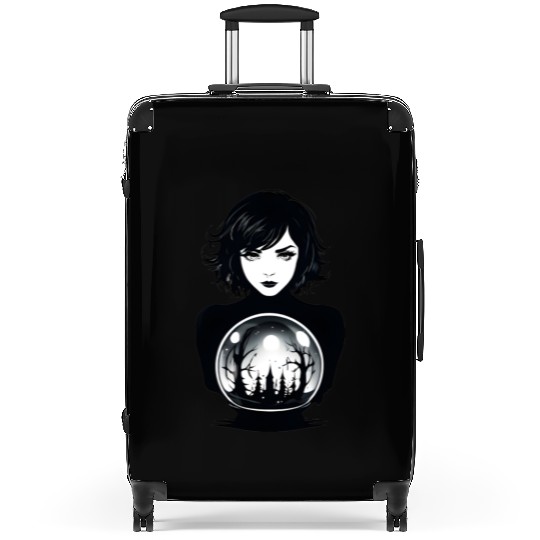 Witchy Woman Gazing into a Crystal Ball Suitcases