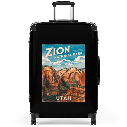 Vintage Travel Zion National Park Utah Landscape Suitcases