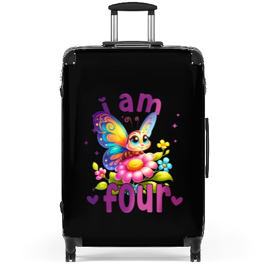 4th Birthday Butterfly Fourth birthday girl 4 year Suitcases