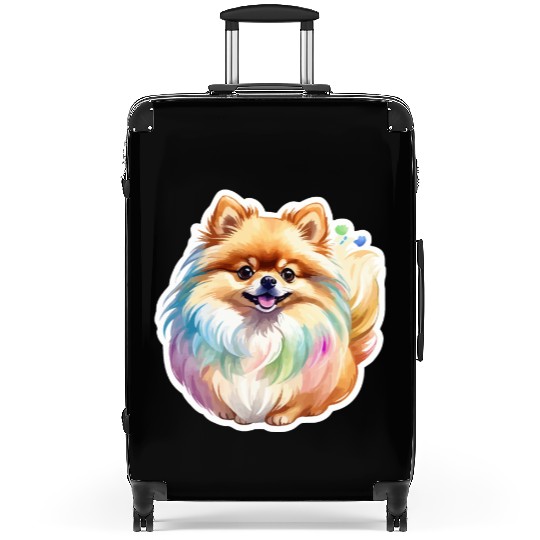 Pomeranian Watercolor Suitcases