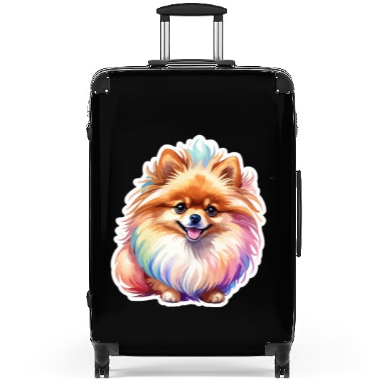 Pomeranian Watercolor Suitcases