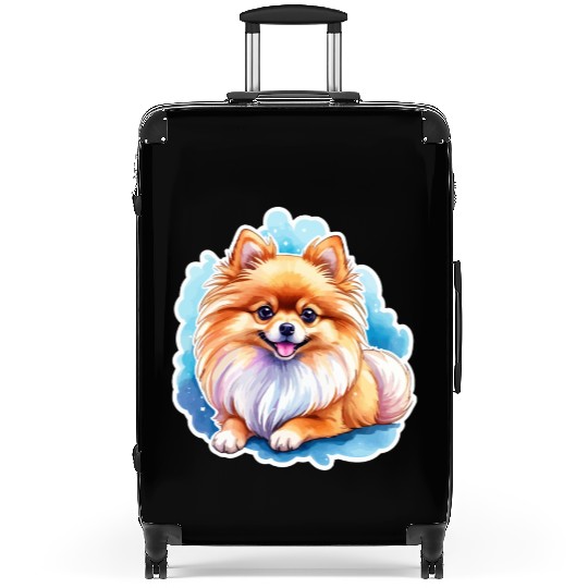 Pomeranian Watercolor Suitcases