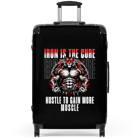 iron is the cure with bodybuliding tiger Suitcases