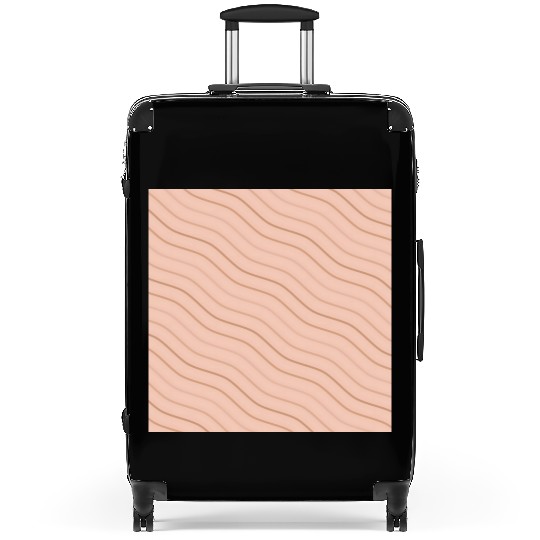 Peach and Brown Wavy Line Pattern Design Suitcases