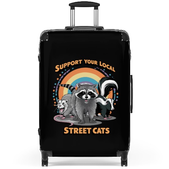 Support Your Local Street Cats Raccoon Suitcases
