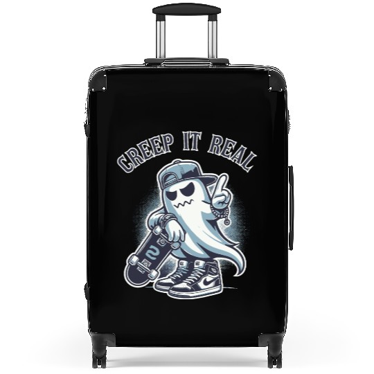 Cool Halloween Ghost with Skateboard Creep It Real Suitcases