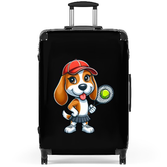 Funny dog beagle tennis comic tennis player Suitcases