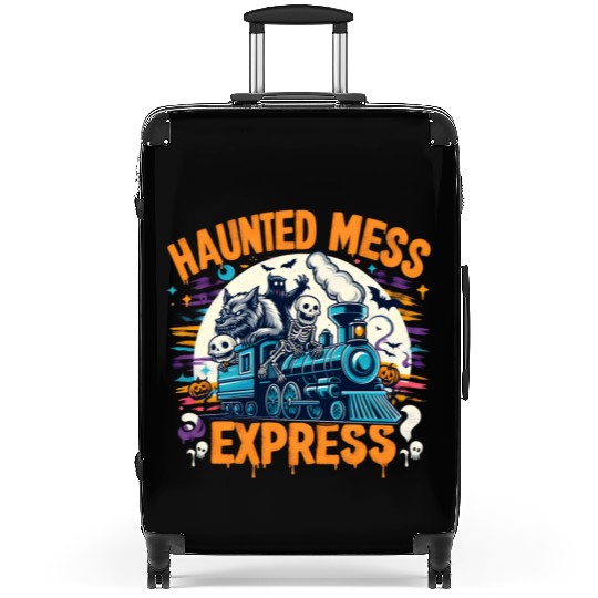 Haunted Mess Express Fun Spook Halloween Train Pun Suitcases