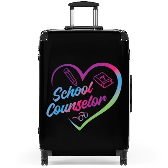 School Counselor Heart Watercolor Suitcases