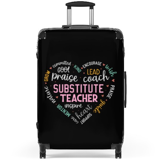 Substitute Teacher Heart Grow Leader Mentor Suitcases
