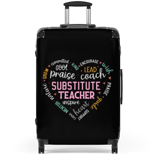 Substitute Teacher Heart Grow Leader Mentor Suitcases