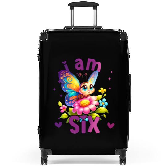 6th Birthday Butterfly 6 Years Old Six Finally 6 B Suitcases