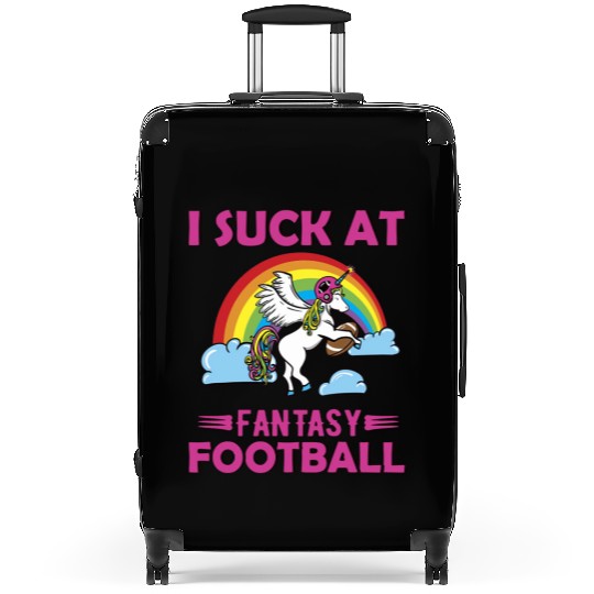 I Suck at Fantasy Football Unicorn Rainbow Suitcases