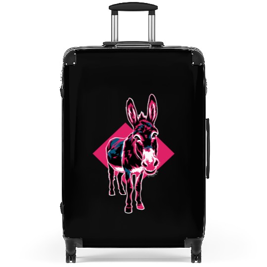 Geometric Farm Animal Graphic: Vibrant Donkey Art Suitcases