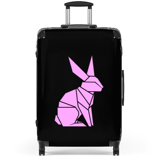 Origami Styled Pink Bunny Rabbit Geometric Art Suitcases