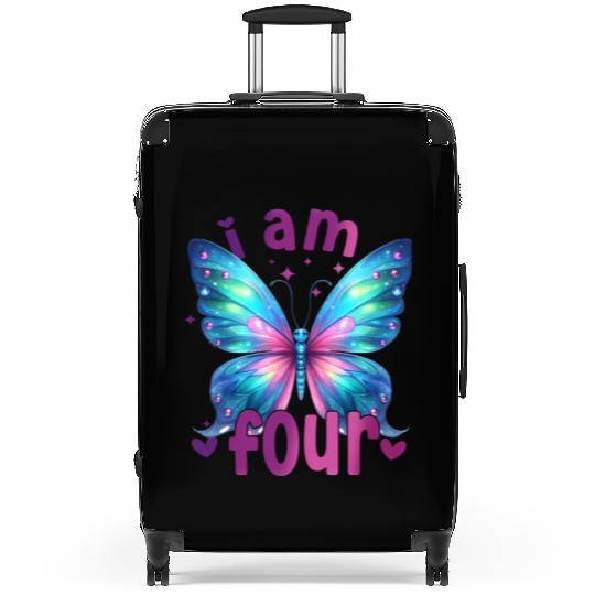 4th Birthday Butterfly Fourth birthday girl 4 year Suitcases