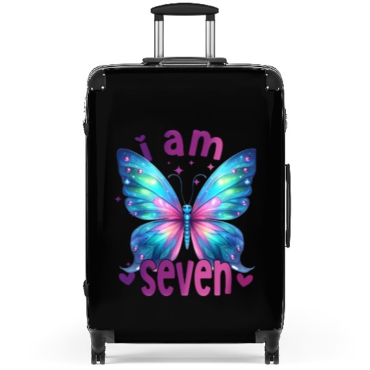 7th Birthday Butterfly 7 Years Seven Finally 7 Bir Suitcases