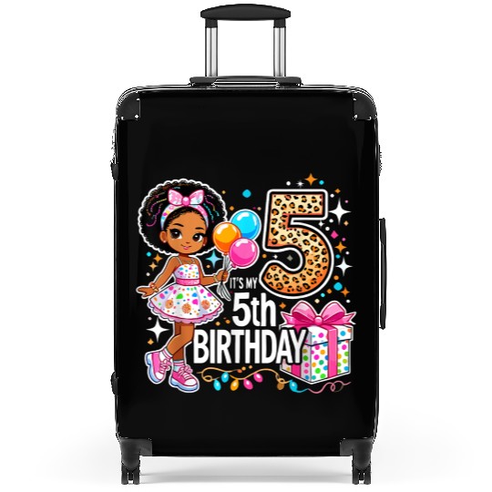 Its My 5th Birthday African American Black Girl 5 Suitcases