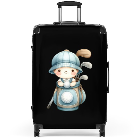 Boy with a Golf Bag Suitcases
