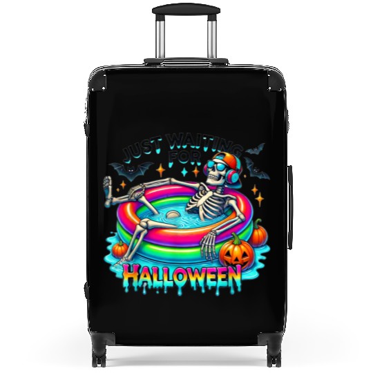 Funny Just Waiting For Halloween Skeleton Suitcases