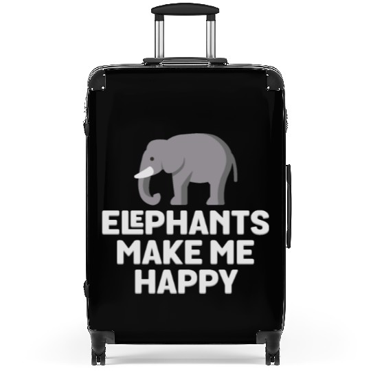 Elephants Make Me Happy Suitcases - Pun Animal Lover