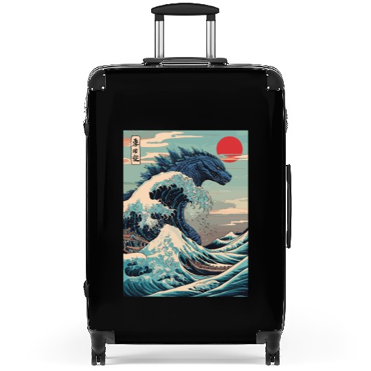 Kaiju Monster Japanese Great Wave Anime Graphic Suitcases