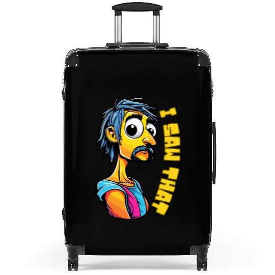 Retro Comic Character with "I Saw That" Expression Suitcases