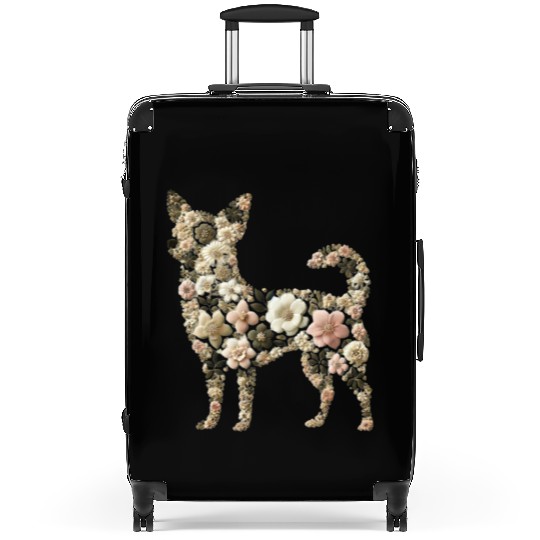 Floral Chihuahua: Delicate Nature-Inspired Pet Sil Suitcases