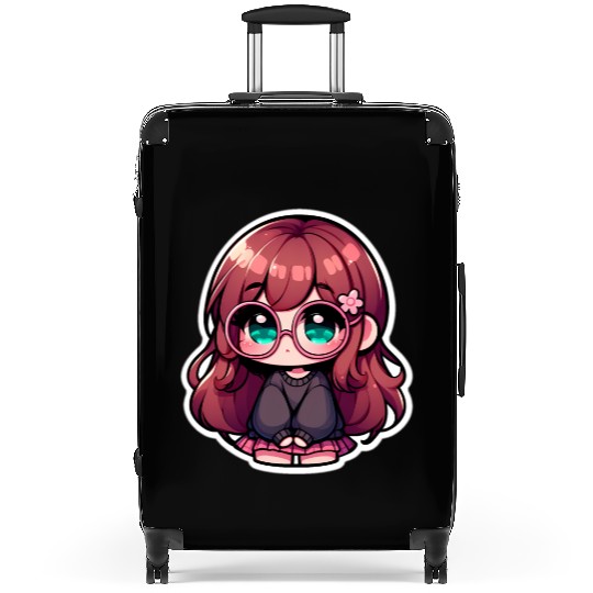 Kawaii pink Hair Girl Art work Suitcases