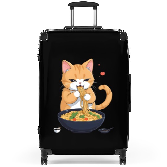 Funny Kawaii Cat Eating Ramen Noodles Japanese Suitcases