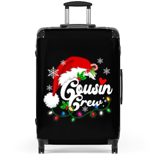 cousin crew Santa Claus Hat Christmas lights Suitcases