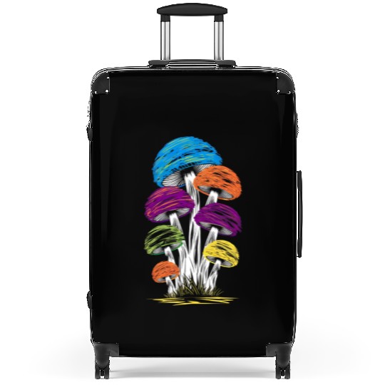 Psychedelic Rainbow Mushrooms Suitcases