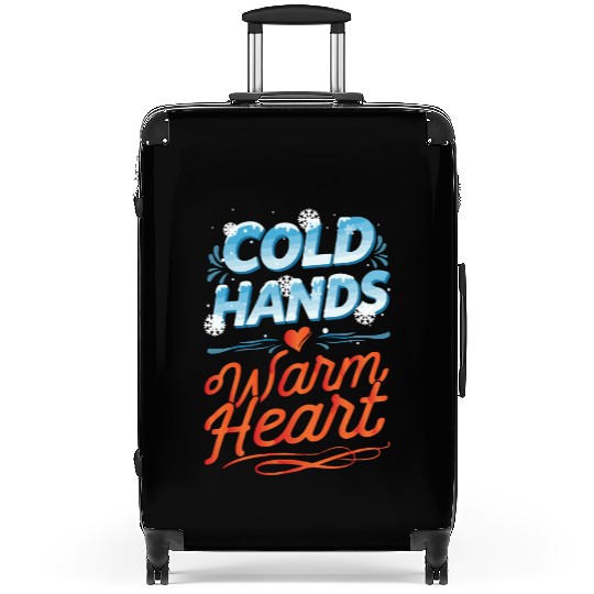 Typography for winter Cold hands warm heart Suitcases