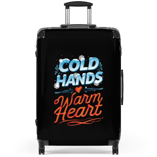 Typography for winter Cold hands warm heart Suitcases