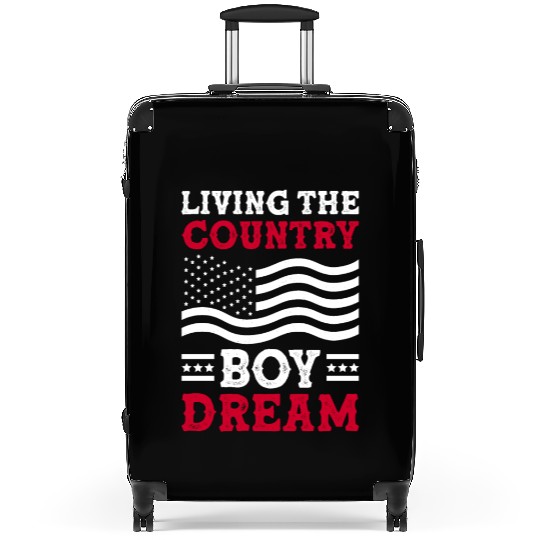 Small Town Us Flag Country Livin Boy Suitcases
