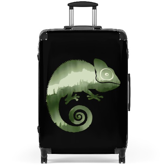 green chameleon monochrome silhouette Suitcases