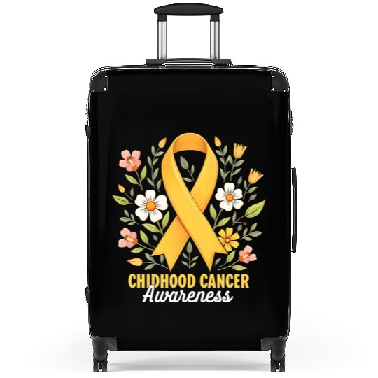Childhood Cancer Awareness Hippie Flower Ribbon Suitcases