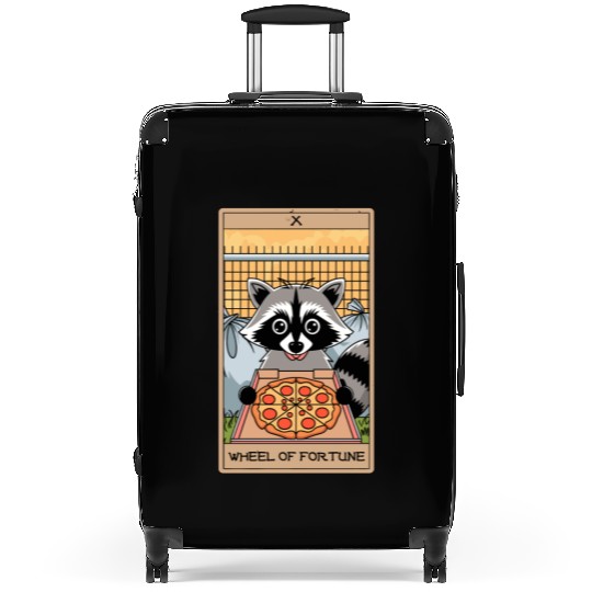 Wheel of Fortune Raccoons Tarot Card Suitcases