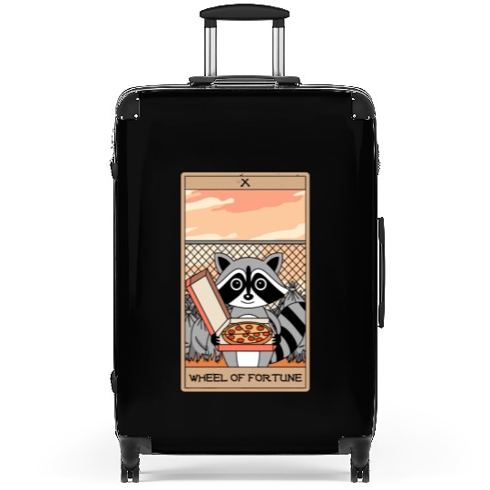 Wheel of Fortune Raccoons Tarot Card Suitcases